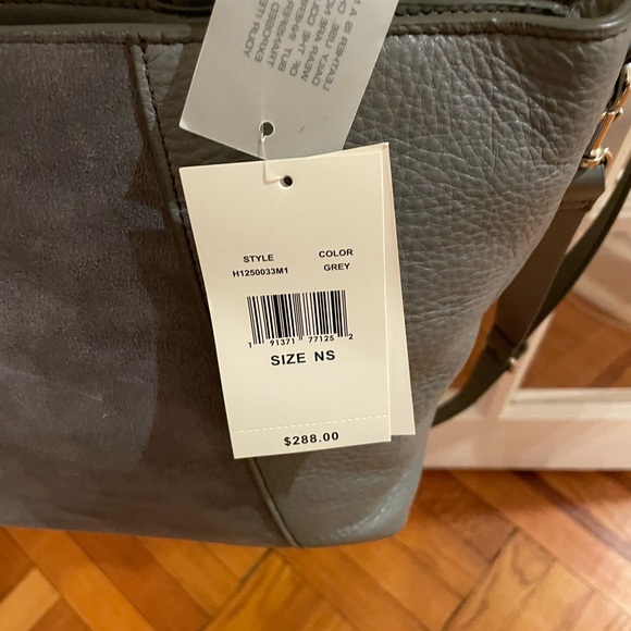 Grey Suede & Leather Satchel Bag H BY HALSTON - Picture 5 of 7